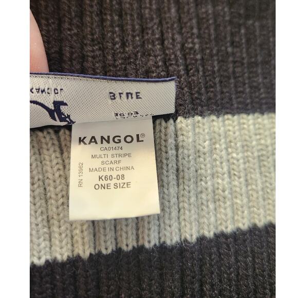 Kangol Black Striped Ribbed Long Warm Winter Scarf Mens - Picture 4 of 4